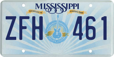 MS license plate ZFH461