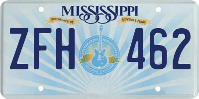 MS license plate ZFH462