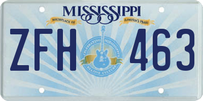 MS license plate ZFH463
