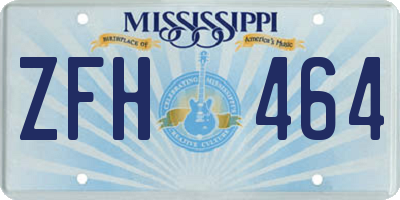 MS license plate ZFH464