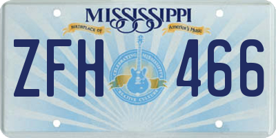 MS license plate ZFH466