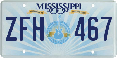 MS license plate ZFH467