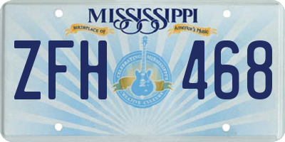 MS license plate ZFH468
