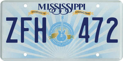 MS license plate ZFH472