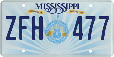 MS license plate ZFH477