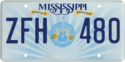 MS license plate ZFH480