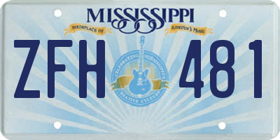 MS license plate ZFH481