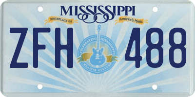 MS license plate ZFH488