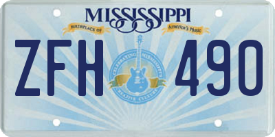 MS license plate ZFH490