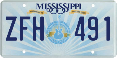 MS license plate ZFH491