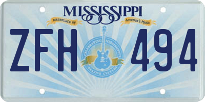 MS license plate ZFH494