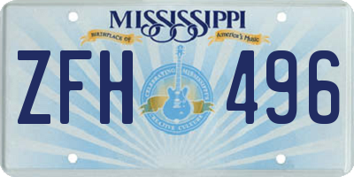 MS license plate ZFH496