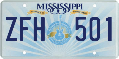 MS license plate ZFH501