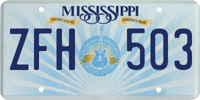 MS license plate ZFH503