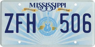 MS license plate ZFH506