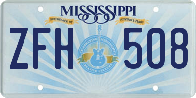 MS license plate ZFH508