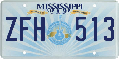 MS license plate ZFH513