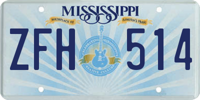 MS license plate ZFH514