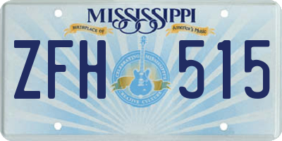 MS license plate ZFH515