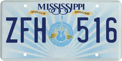 MS license plate ZFH516