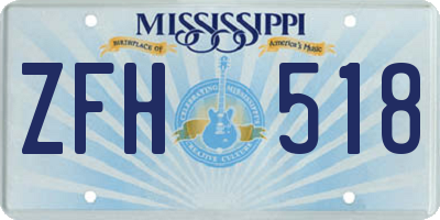 MS license plate ZFH518