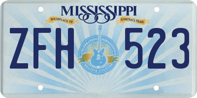 MS license plate ZFH523