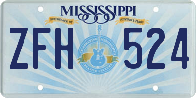 MS license plate ZFH524