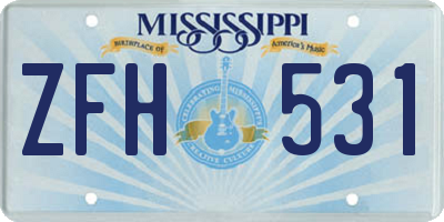 MS license plate ZFH531