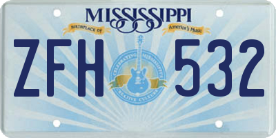 MS license plate ZFH532