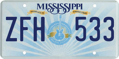 MS license plate ZFH533