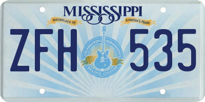 MS license plate ZFH535