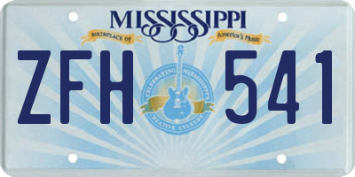 MS license plate ZFH541