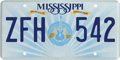MS license plate ZFH542