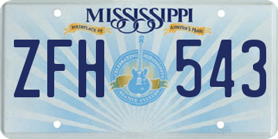 MS license plate ZFH543