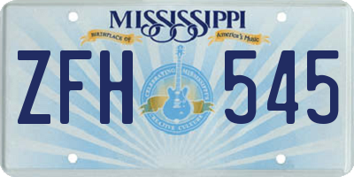 MS license plate ZFH545