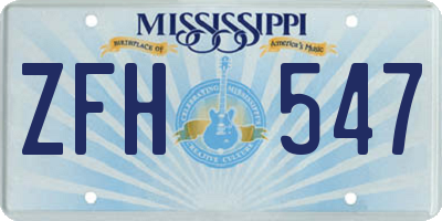 MS license plate ZFH547