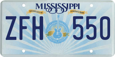 MS license plate ZFH550