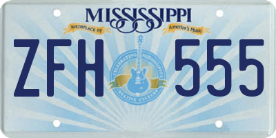 MS license plate ZFH555