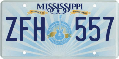 MS license plate ZFH557