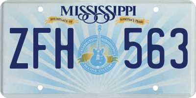MS license plate ZFH563