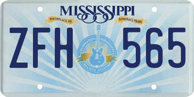 MS license plate ZFH565