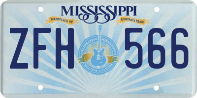 MS license plate ZFH566