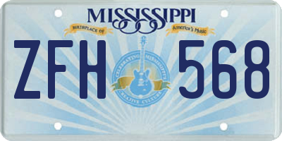 MS license plate ZFH568