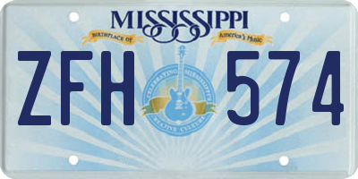 MS license plate ZFH574