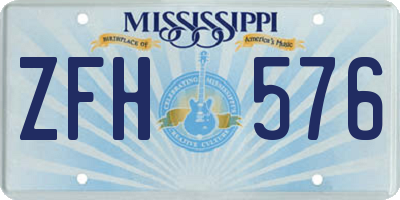 MS license plate ZFH576
