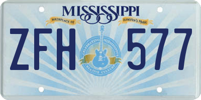 MS license plate ZFH577
