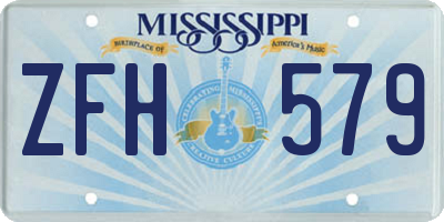 MS license plate ZFH579