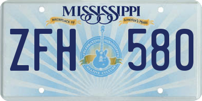 MS license plate ZFH580