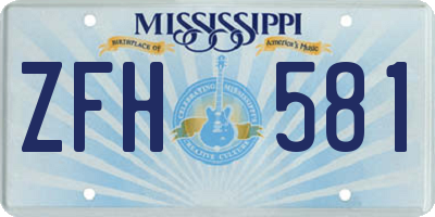 MS license plate ZFH581