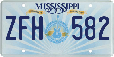 MS license plate ZFH582